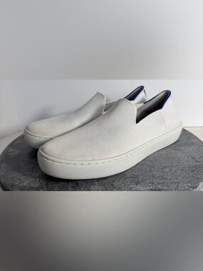 Rothys White Sneakers Shoes Slip On 7.5 Blue Soles